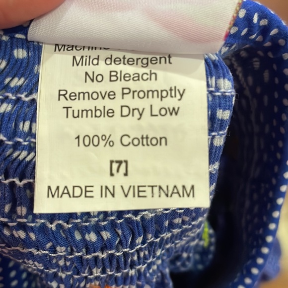 Smocked Auctions Blue Smocked Pumpkin dress size 7 - Picture 7 of 8